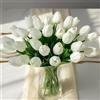 Wekuw 15 Pezzi Tulipani Finti Fiori Artificiali Realistici per Bouquet 33cm Tulipani Finti in Lattice,Tulipano per Fai da Te,Bouquet da Sposa,Hotel,Festa,Decorazioni per La Casa (Bianco)
