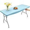 Morbuy Tovaglia Rettangolare con Bordo Elastico, Copritavolo Rettangolare con Elastico Tovaglie Esterno Antimacchia per Giardino, Picnic e Feste (183x76cm,Blu chiaro)