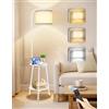 OUTONLIFE Lampada da Terra con Tavolino, LED Dimmerabile con Telecomando, 3 Temperature Colore, Mensola con Ricarica USB per Soggiorno Camera Ufficio (Bianco Rotondo)