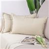 Madizz 2 Pezzi Lino in Poliestere Copricuscini Morbido Decorativo Fodere per Cuscino Lusso Stile per Divano Camera da Letto 30x50 cm Beige Chiaro