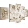 Runa Art - Quadri Leonardo Da Vinci 200 x 100 cm 5 Pezzi XXL Decorazione Murale Design Biege 700451a