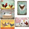 MEGYAD Set di 5 targhette in metallo con galline in stile retrò, accessori: 20 x 30 cm, pollaio, decorazione in stile rustico, decorazione vintage per immagini di famiglia da appendere