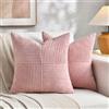 FDTERN Set di 2 Boho Federe de Cuscini per Divano 35x35 in Velluto a Coste，Moderno Morbido Motivo a Croce Decorativa Copricuscini per Divano Camera da Letto,Rosa