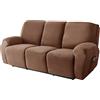 WJHDWYD Copripoltrona Relax Elasticizzato per 1 2 3 Posti, Morbido Velluto Fodera per Poltrona Reclinabile Copridivano Sofa Protettore Fodera per Divano Antiscivolo(Caffè,3pcs)