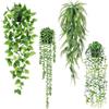 Freyeeti 4 Pezzi Pianta Finta Cadente con Vaso, Piante Artificiali da Interno, Pianta Artificiale Cadenti, Finte Piante da Appendere per Balcone, Soggiorno, Bagno, Giardino, Decorazioni Murali