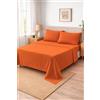 Corredocasa Completo Letto Lenzuola in Cotone, Qualità Made in Italy - PURO COTONE 100% Morbido e Traspirante in ogni Stagione - SET Lenzuolo Sotto con Angoli, Sopra e 1 Federa (Arancione, Una piazza e mezza)