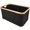 KROMS Cesto biancheria sporca pieghevole in bambù 45L - Nero - Leggero, stabile e salvaspazio - Cesta portabiancheria in bambù e cotone, traspirante e dal design moderno - Cestino bagno