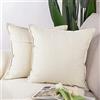 Madizz 2 Pezzi Lino in Poliestere Copricuscini Morbido Decorativo Fodere per Cuscino Lusso Stile per Divano Camera da Letto 40x40 cm Bianco
