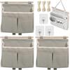 Qanye 3 Pezzi Borsa Portaoggetti da Appendere, Organizer da Parete in Tessuto Lino e Cotone, con 3 Scomparti e Gancio Adesivo, Impermeabile, per Camera, Bagno, Cucina, Dormitorio (Grigio)