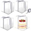 Zbozzba - Set da 4 scatole per torte riutilizzabili, scatole regalo trasparenti con base e nastro, ideali per matrimoni, feste e compleanni (22x22x24 cm)