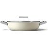 Smeg, Tegame Antiaderente DPF2812CRM, Diametro 28 cm, Rivestimento Ceramico senza PFAS, Maniglie in Acciaio Inox, per Tutti i Piani Cottura, fino a 250° in Forno, Capacità 4,3 L, Panna Opaco