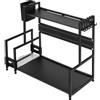 HUOLE Organizer Sottolavello Cucina, 2 Livelli Metallo Cassetti Scorrevoli Organizer Cucina, Estraibili Organizer Lavello Portaoggetti Ripiano, Cucina-48 * 21 * 36 cm-doppio strato