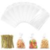 MagiSel 100 pezzi Sacchetti Trasparenti per Caramelle, Sacchetti Cellophane 13 x 18 cm, SacchettiCellophane Borsa Quadrata Trasparente con 100 Cravatte, per Biscotti Dolci Torte Caramelle Cupcakes