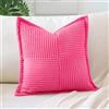 Artscope 1 Pezzi Federe per Cuscini in Velluto a Coste Copricuscini Geometrico Decorativo per Domestica Soggiorno Camera da Letto Divano 50x50cm, Rosso Rosa