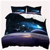 TULTOAP cielo stellato 135 x 200cm Biancheria set da Letto, 3D Universe Starry Planet Copripiumino Viola e Blu, Adolescenti e Bambini (Galassia B, 135 x 200 cm)