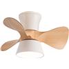 KVOYYIRA Ventilatore Da Soffitto Con Luce Silenzioso LED Dimmerabile Lampadario Con Ventilatore DC Reversibile 6 Velocità Piccolo Plafoniera Con Ventilatore Per La Camera Da Letto Dei Bambini Lounge-Wood Grain