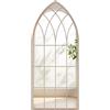 COSTWAY Specchio da Parete, Specchio a Finestra in Stile Rustico con Cornice Metallica, Specchio Decorativo Antideflagrante per Soggiorno Ingresso Camino, 115 x 50 cm