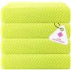 CASA COPENHAGEN - Set Regalo da 4 Pezzi di Asciugamani XL di Design con Texture Wave, in 100% Cotone Egiziano - Verde Neon, 70x140 cm, 4 Teli Bagno (Idea Regalo Perfetta per Uomini e Donne)