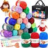 MZJAUVF Gomitoli di Lana, 24 Colori Pacco di Lana Acrilica, Lana per Maglieria Multicolore con 2 Uncinetto, Filati Lana Acrylico per Uncinetto e Lavori a Maglia