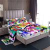 Loussiesd - Set di lenzuola per ragazze e ragazzi con arcobaleno e farfalle multicolori 3D, con 1 lenzuolo piano, 1 lenzuolo con angoli + 2 federe, per letto matrimoniale