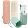 Cozlly 3 Pezzi Porta Spazzolino da Viaggio,Multifunzione Porta Spazzolino,Porta Spazzolini Plastica,Porta Dentifricio Portatile,per Viaggi,Campeggio,Famiglia,Scuola (Bianco Verde Rosa)