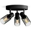 Philips Palms Spot, 3 faretti, base rotonda, 25W, attacco GU10, lampadina non inclusa, Grado di Protezione IP20, Nero