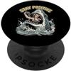 Oceanic Optimism Grafica audace donna squalo selfie onde oceaniche PopSockets PopGrip Adesivo
