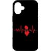 LoveAlbania Custodia per iPhone 16 Mappa della bandiera del battito cardiaco dell'Albania