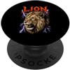 Apex Predator Prints Design a forma di fulmine elettrico con leone ruggente PopSockets PopGrip Adesivo