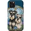 Belle Epoque Animals Custodia per iPhone 11 Pro Schnauzer Dogs - Proprietario di un animale domestico floreale in stile Art Nouveau