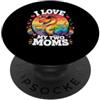 Gay Pride I Love Two Moms Dino LGBTQ All Gay Pride Io Love My Two Moms Dino LGBTQ Alleato Arcobaleno PopSockets PopGrip Adesivo
