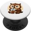 Cute Kawaii Owl Drinks Boba Bubble Tea Carino Gufo Kawaii Anime Bere Bubble Tea Ragazza Bambini PopSockets PopGrip Adesivo