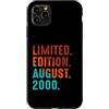 August 2000 Birthday Gift For Year 2000 Custodia per iPhone 11 Pro Max Edizione Limitata Agosto 2000 Compleanno