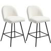 HOMCOM Set 2 Sgabelli Bar con Schienale in Velluto e Poggiapiedi Bianco Crema