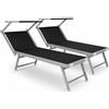 MEGAOFFERTE 2 Lettini mare prendisole in alluminio tettuccio reclinabile pieghevole piscina
