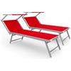 MEGAOFFERTE 2 Lettini mare prendisole in alluminio tettuccio reclinabile pieghevole piscina