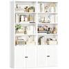 IRONCK Libreria Verticale 6 Ripiani, Libreria da Parete con 8 Scomparti Aperti, Scaffale Legno con 4 Ante, Vetrina Espositiva, per Studio, Ufficio, Soggiorno, 108×30×180cm (Bianco)