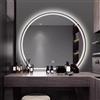 Zhoudong Specchio da Trucco Parete Mezza Luna a LED 80×90cm, Specchio Semicerchio da Bagno Intelligente 70×80cm con 3 Colori di Luce, Anti-Appannamento(Frontlit,100cm/40inch)