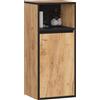 AKORD Pensile Bagno Sospeso VAMI 35 cm - 1 Anta 3 Ripiani - Mobiletto Salvaspazio da Parete - Design Moderno e Robusto in Pannelli Laminati - Arredo Bagno 35x80x30 cm - Rovere Artigianale & Nero