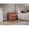 3E 3xE living.com Comodino da appoggio con due cassetti - 45 × 36 × 36 cm - colore: rosso mattone