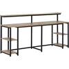 DecHome - Scrivania Salvaspazio Doppia con Scaffali e Mensola Stile Industriale in Metallo e MDF 200x53x100cm Nero Marrone