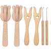 YGBWAOV 8Piece Lucet Fork Crochet Wooden Knitting Fork Big Eye Needle Set Colore del Legno