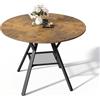 Blishom Tavolo da Pranzo Rotondo per 4-6 Persone, Tavolo da Cucina Industriale con Ripiano a Rete, Tavolo in Legno Salvaspazio per Sala da Pranzo e Cucina (Retrò, 100cm)