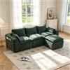 Wyibwy Divano modulare angolare a L con portabicchieri e 2 tasche laterali,divano a 3 posti con 1 pouf,imbottitura in schiuma e molle, divani a compressione,divano componibile in ciniglia,Verde