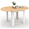 IDMarket - DONA tavolo da pranzo rotondo allungabile 4-8 persone piano faggio bianco 110-150 cm