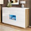 Moimhear Credenza lucida, 120 x 37 x 76,5 cm, con illuminazione a LED che cambia colore, con cassetti
