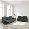 Generic Set Divano 3+2 Posti Reclinabile in Tessuto Grigio con Portabicchieri Integrati, Stile Moderno per Soggiorno e Home Theater