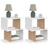 IDMarket - Set di 2 comodini a S Sofia con Contenitore a Giorno, Effetto Bianco e faggio