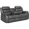 Generic Divano Reclinabile 3 Posti in Pelle Grigio con Portabicchieri - Sofa Relax Moderno con Sedili Reclinabili e Comfort Imbottito - 200 × 90 × 90 cm