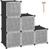 C&AHOME C & Ahome - 6 Cube DIY Cupboard Organiser Media Storage armadio libreria giocattolo con porte e chiusure magnetiche con porte 6 Cube Nero